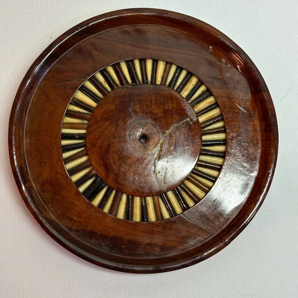 Vintage African Olive Wood and Porcupine Quill Salt Pepper Toothpick Set MCM